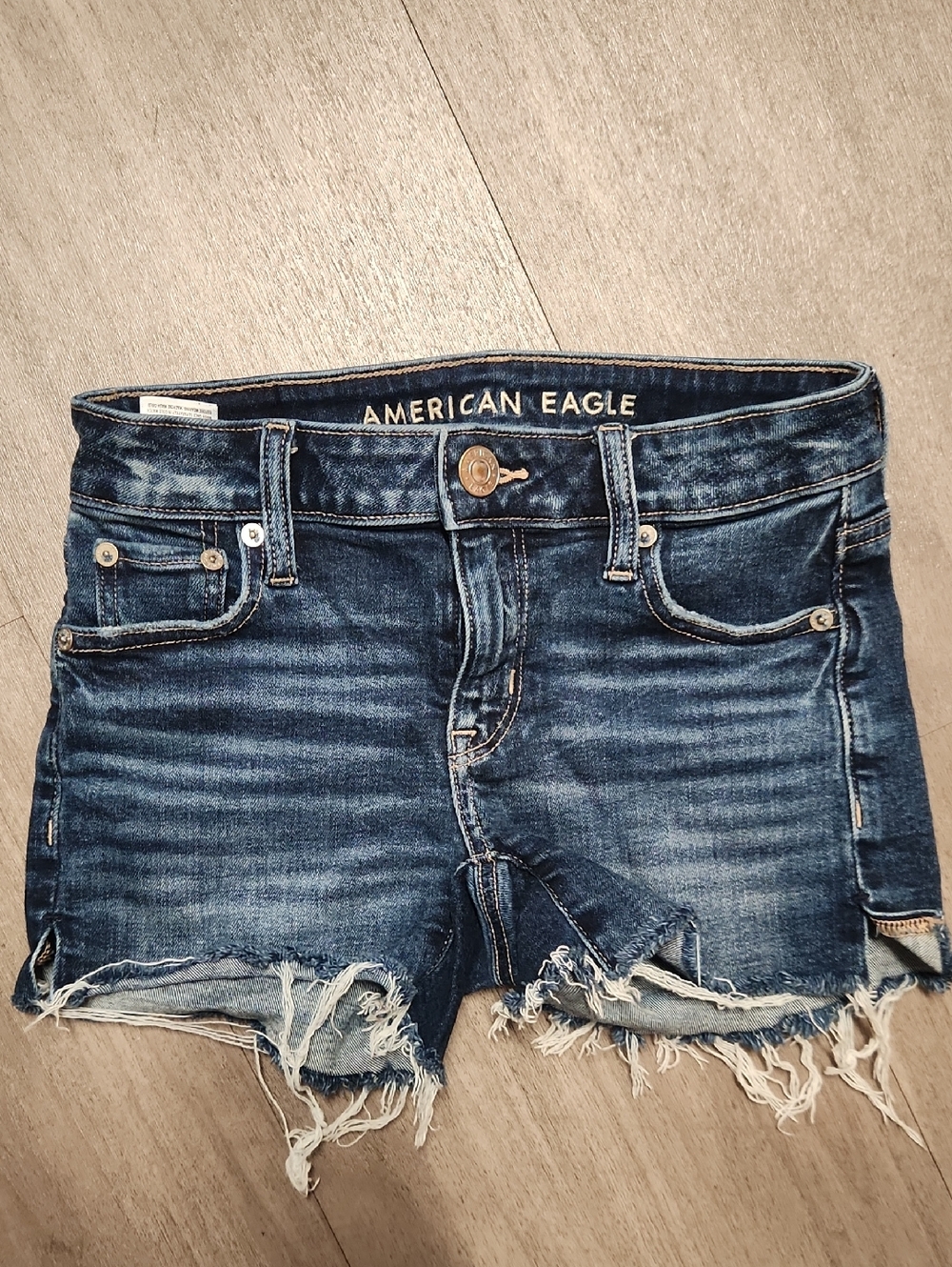 Never Worn American Eagle Women's Low-Rise Dark Blue Denim Shorts, Size 23